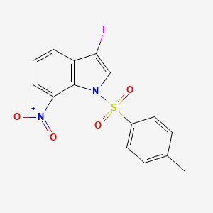 molecular formula C15H11IN2O4S B8113422 3-Iodo-7-nitro-1-tosyl-1H-indole 