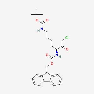 molecular formula C27H33ClN2O5 B8113446 Carbamicacid,N-[(1S)-1-(2-chloroacetyl)-5-[[(1,1-dimethylethoxy)carbonyl]amino]pentyl]-,9H-fluoren-9-ylmethylester 
