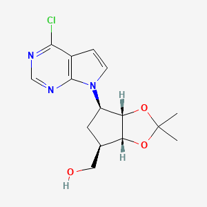 molecular formula C15H18ClN3O3 B8113461 ((3aR,4R,6R,6aS)-6-(4-chloro-7H-pyrrolo[2,3-d]pyrimidin-7-yl)-2,2-dimethyltetrahydro-3aH-cyclopenta[d][1,3]dioxol-4-yl)methanol 