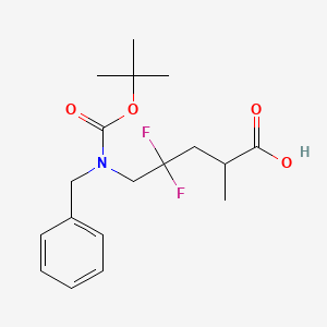 molecular formula C18H25F2NO4 B8113472 5-(Benzyl(tert-butoxycarbonyl)amino)-4,4-difluoro-2-methylpentanoic acid 