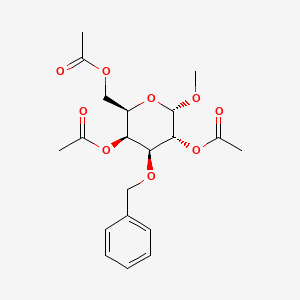 molecular formula C20H26O9 B8113502 (2R,3S,4S,5R,6S)-2-(acetoxymethyl)-4-(benzyloxy)-6-methoxytetrahydro-2H-pyran-3,5-diyl diacetate 