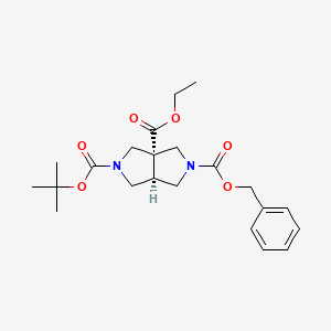 molecular formula C22H30N2O6 B8113541 2-O-benzyl 5-O-tert-butyl 3a-O-ethyl (3aS,6aS)-3,4,6,6a-tetrahydro-1H-pyrrolo[3,4-c]pyrrole-2,3a,5-tricarboxylate 