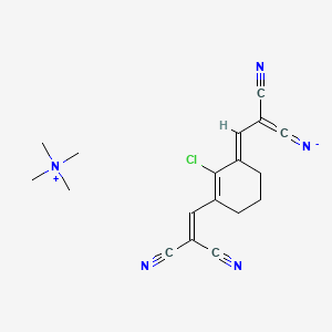 molecular formula C18H20ClN5 B8113575 [(3E)-3-[2-chloro-3-(2,2-dicyanoethenyl)cyclohex-2-en-1-ylidene]-2-cyanoprop-1-enylidene]azanide;tetramethylazanium 