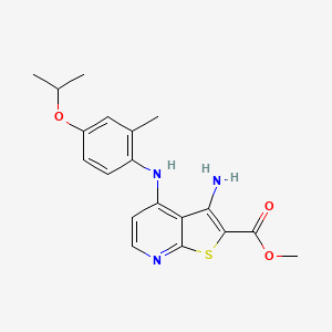 molecular formula C19H21N3O3S B8113602 Methyl 3-amino-4-((4-isopropoxy-2-methylphenyl)amino)thieno[2,3-b]pyridine-2-carboxylate 