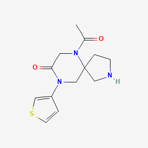 molecular formula C13H17N3O2S B8113647 6-Acetyl-9-(thiophen-3-yl)-2,6,9-triazaspiro[4.5]decan-8-one 