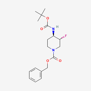 molecular formula C18H25FN2O4 B8113664 Benzyl Trans-4-((tert-butoxycarbonyl)amino)-3-fluoropiperidine-1-carboxylate racemate 