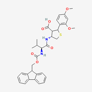 molecular formula C33H36N2O7S B8113693 (4R)-2-(2,4-dimethoxyphenyl)-4-[[(2S)-2-(9H-fluoren-9-ylmethoxycarbonylamino)-3-methylbutanoyl]amino]thiolane-3-carboxylic acid 
