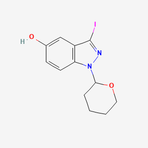 molecular formula C12H13IN2O2 B8113737 3-Iodo-1-(tetrahydro-2H-pyran-2-yl)-1H-indazol-5-ol 
