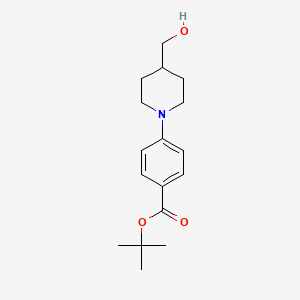 molecular formula C17H25NO3 B8113739 tert-Butyl 4-(4-(hydroxymethyl)piperidin-1-yl)benzoate 