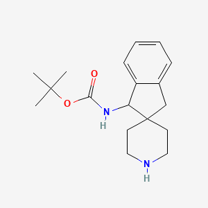 molecular formula C18H26N2O2 B8113776 tert-butyl N-{1,3-dihydrospiro[indene-2,4'-piperidin]-3-yl}carbamate 