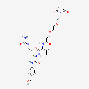 molecular formula C29H42N6O9 B8114043 (2S)-5-(carbamoylamino)-2-[[(2S)-2-[3-[2-[2-(2,5-dioxopyrrol-1-yl)ethoxy]ethoxy]propanoylamino]-3-methylbutanoyl]amino]-N-[4-(hydroxymethyl)phenyl]pentanamide 