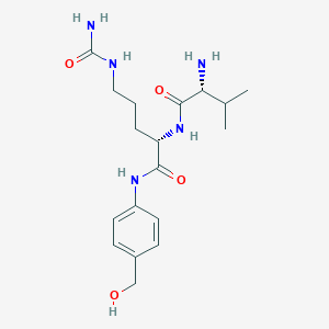 molecular formula C18H29N5O4 B8114115 (S)-2-((R)-2-amino-3-methylbutanamido)-N-(4-(hydroxymethyl)phenyl)-5-ureidopentanamide 