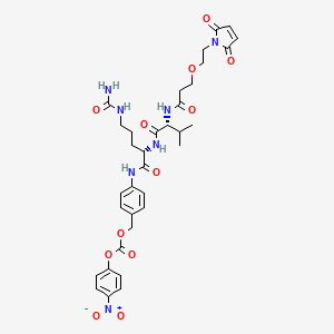 molecular formula C34H41N7O12 B8114130 [4-[[(2S)-5-(carbamoylamino)-2-[[(2R)-2-[3-[2-(2,5-dioxopyrrol-1-yl)ethoxy]propanoylamino]-3-methylbutanoyl]amino]pentanoyl]amino]phenyl]methyl (4-nitrophenyl) carbonate 