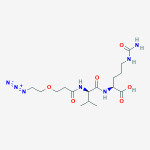 molecular formula C16H29N7O6 B8114136 (2S)-2-[[(2R)-2-[3-(2-azidoethoxy)propanoylamino]-3-methylbutanoyl]amino]-5-(carbamoylamino)pentanoic acid 