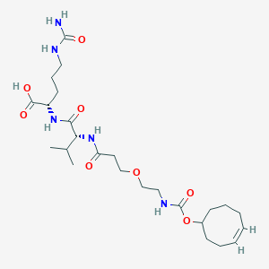 molecular formula C25H43N5O8 B8114148 (2S)-5-(carbamoylamino)-2-[[(2R)-2-[3-[2-[[(4E)-cyclooct-4-en-1-yl]oxycarbonylamino]ethoxy]propanoylamino]-3-methylbutanoyl]amino]pentanoic acid 