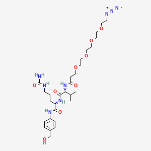 molecular formula C29H48N8O9 B8114304 (2S)-2-[[(2R)-2-[3-[2-[2-[2-(2-azidoethoxy)ethoxy]ethoxy]ethoxy]propanoylamino]-3-methylbutanoyl]amino]-5-(carbamoylamino)-N-[4-(hydroxymethyl)phenyl]pentanamide 