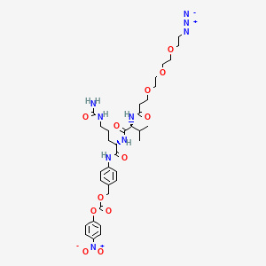 molecular formula C34H47N9O12 B8114305 [4-[[(2S)-2-[[(2R)-2-[3-[2-[2-(2-azidoethoxy)ethoxy]ethoxy]propanoylamino]-3-methylbutanoyl]amino]-5-(carbamoylamino)pentanoyl]amino]phenyl]methyl (4-nitrophenyl) carbonate 