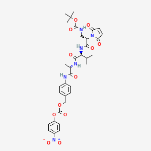 molecular formula C34H40N6O12 B8114465 [4-[[(2S)-2-[[(2S)-2-[[(2S)-2-(2,5-dioxopyrrol-1-yl)-3-[(2-methylpropan-2-yl)oxycarbonylamino]propanoyl]amino]-3-methylbutanoyl]amino]propanoyl]amino]phenyl]methyl (4-nitrophenyl) carbonate 