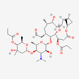 molecular formula C41H67NO15 B8114479 [(4R,5R,6R,7S,9S,10S,11Z,13Z,16S)-6-[(2R,3S,4S,5R,6S)-4-(dimethylamino)-3-hydroxy-5-[(2R,4S,5R,6R)-4-hydroxy-4,6-dimethyl-5-propanoyloxyoxan-2-yl]oxy-6-methyloxan-2-yl]oxy-10-hydroxy-5-methoxy-9,16-dimethyl-2-oxo-7-(2-oxoethyl)-1-oxacyclohexadeca-11,13-dien-4-yl] propanoate 