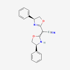 molecular formula C20H17N3O2 B8114525 2-[(4S)-4-phenyl-4,5-dihydro-1,3-oxazol-2-yl]-2-[(4S)-4-phenyl-1,3-oxazolidin-2-ylidene]acetonitrile 