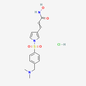 molecular formula C16H20ClN3O4S B8114578 3-[1-[4-[(dimethylamino)methyl]phenyl]sulfonylpyrrol-3-yl]-N-hydroxyprop-2-enamide;hydrochloride 