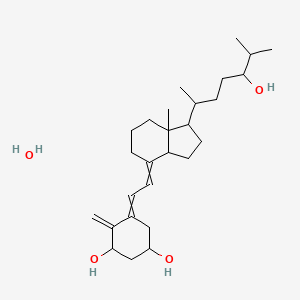 molecular formula C27H46O4 B8114649 5-[2-[1-(5-hydroxy-6-methylheptan-2-yl)-7a-methyl-2,3,3a,5,6,7-hexahydro-1H-inden-4-ylidene]ethylidene]-4-methylidenecyclohexane-1,3-diol;hydrate 