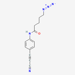 molecular formula C14H13N5O B8115094 Pentanamide, 5-azido-N-[4-(2-cyanoethynyl)-phenyl] 