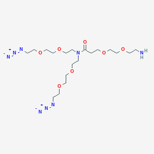molecular formula C19H38N8O7 B8115095 N,N-Bis(PEG2-azide)-N-amido-PEG2-amine 