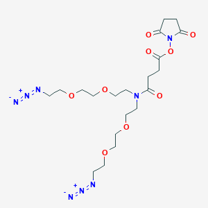 molecular formula C20H32N8O9 B8115107 N,N-Bis(PEG2-azide)-N-4-oxo-butanoic NHS ester 