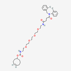 molecular formula C38H49N3O8 B8115279 [(4E)-cyclooct-4-en-1-yl] N-[2-[2-[2-[2-[2-[[4-(2-azatricyclo[10.4.0.04,9]hexadeca-1(16),4,6,8,12,14-hexaen-10-yn-2-yl)-4-oxobutanoyl]amino]ethoxy]ethoxy]ethoxy]ethoxy]ethyl]carbamate 