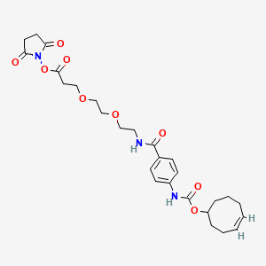 molecular formula C27H35N3O9 B8115291 TCO-carbonylamino-benzamido-PEG2 NHS ester 