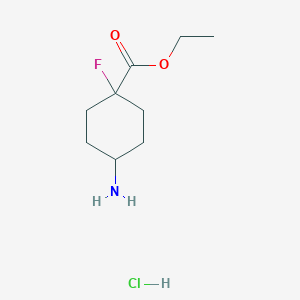 molecular formula C9H17ClFNO2 B8115391 Ethyl 4-amino-1-fluorocyclohexane-1-carboxylate hydrochloride 