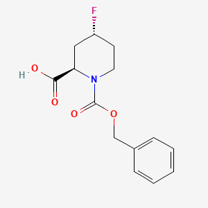 molecular formula C14H16FNO4 B8115401 Rel-(2R,4R)-1-((benzyloxy)carbonyl)-4-fluoropiperidine-2-carboxylic acid 