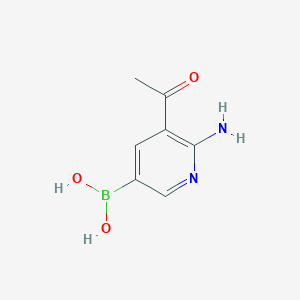 molecular formula C7H9BN2O3 B8115402 (5-Acetyl-6-aminopyridin-3-YL)boronic acid 