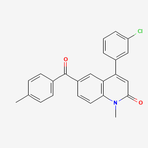 molecular formula C24H18ClNO2 B8115416 4-(3-Chlorophenyl)-1-methyl-6-(4-methylbenzoyl)quinolin-2(1H)-one 