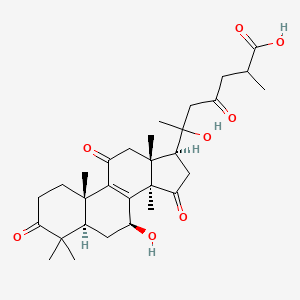 molecular formula C30H42O8 B8115545 6-hydroxy-6-[(5R,7S,10S,13R,14R,17S)-7-hydroxy-4,4,10,13,14-pentamethyl-3,11,15-trioxo-1,2,5,6,7,12,16,17-octahydrocyclopenta[a]phenanthren-17-yl]-2-methyl-4-oxoheptanoic acid 