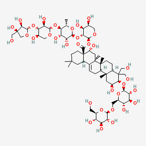 [(2S,3R,4S,5S)-3-[(2S,3R,4S,5R,6S)-5-[(2S,3R,4S,5R)-4-[(2S,3R,4R)-3,4-dihydroxy-4-(hydroxymethyl)oxolan-2-yl]oxy-3,5-dihydroxyoxan-2-yl]oxy-3,4-dihydroxy-6-methyloxan-2-yl]oxy-4,5-dihydroxyoxan-2-yl] (4aR,5R,6aR,6aS,6bR,8aR,10R,11S,12aR,14bS)-5,11-dihydroxy-9,9-bis(hydroxymethyl)-2,2,6a,6b,12a-pentamethyl-10-[(2R,3R,4S,5S,6R)-3,4,5-trihydroxy-6-[[(2R,3R,4S,5S,6R)-3,4,5-trihydroxy-6-(hydroxymethyl)oxan-2-yl]oxymethyl]oxan-2-yl]oxy-1,3,4,5,6,6a,7,8,8a,10,11,12,13,14b-tetradecahydropicene-4a-carboxylate