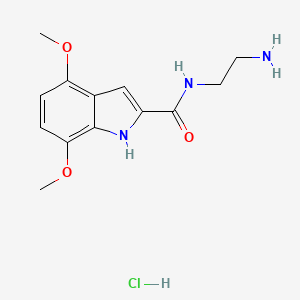 molecular formula C13H18ClN3O3 B8115568 N-(2-aminoethyl)-4,7-dimethoxy-1H-indole-2-carboxamide;hydrochloride 