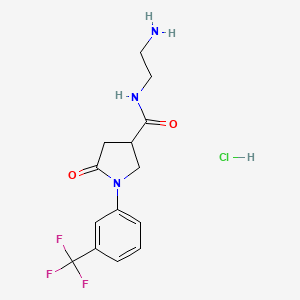 molecular formula C14H17ClF3N3O2 B8115573 N-(2-aminoethyl)-5-oxo-1-[3-(trifluoromethyl)phenyl]pyrrolidine-3-carboxamide;hydrochloride 