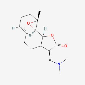 molecular formula C17H27NO3 B8115612 (1S,2R,4R,7E,12S)-12-[(dimethylamino)methyl]-4,8-dimethyl-3,14-dioxatricyclo[9.3.0.02,4]tetradec-7-en-13-one 