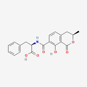 molecular formula C20H19NO6 B8115626 (2R)-2-[[(3R)-8-hydroxy-3-methyl-1-oxo-3,4-dihydroisochromene-7-carbonyl]amino]-3-phenylpropanoic acid 