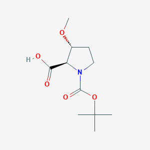 molecular formula C11H19NO5 B8115730 (2R,3R)-1-[(tert-Butoxy)carbonyl]-3-methoxypyrrolidine-2-carboxylic acid 