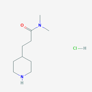 molecular formula C10H21ClN2O B8115773 N,N-Dimethyl-3-piperidin-4-yl-propionamide hydrochloride 