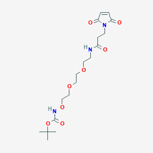 molecular formula C18H29N3O8 B8115787 Mal-amide-PEG2-oxyamine-Boc 