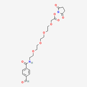 molecular formula C22H28N2O10 B8115801 Ald-benzoylamide-PEG4-CH2 NHS ester 