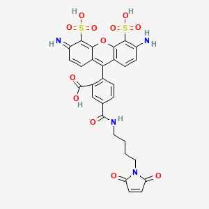 molecular formula C29H24N4O12S2 B8116038 2-(3-Amino-6-imino-4,5-disulfoxanthen-9-yl)-5-[4-(2,5-dioxopyrrol-1-yl)butylcarbamoyl]benzoic acid 