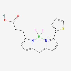 molecular formula C16H13BF2N2O2S B8116063 3-(2,2-Difluoro-12-thiophen-2-yl-3-aza-1-azonia-2-boranuidatricyclo[7.3.0.03,7]dodeca-1(12),4,6,8,10-pentaen-4-yl)propanoic acid 