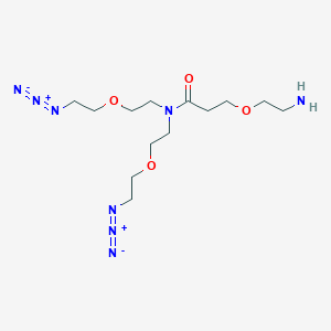 molecular formula C13H26N8O4 B8116180 N,N-Bis(PEG1-azide)-N-amido-PEG1-amine 