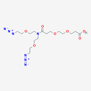 molecular formula C16H29N7O7 B8116186 N,N-Bis(PEG1-azide)-N-PEG2-acid 