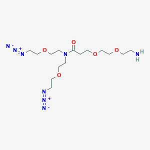 molecular formula C15H30N8O5 B8116192 N,N-Bis(PEG1-azide)-N-amido-PEG2-amine 